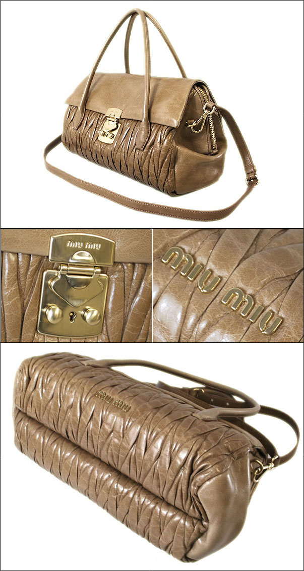 ミュウミュウコピー MATELASSE LUX  ハンドバッグ CAMMEO ピンクベージュ RL0074-QI9-F0770