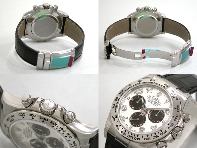 ロレックスコピー ROLEX デイトナ ブラック革 ホワイトアラビア/ブラック 116519