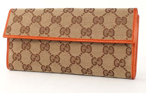 (GUCCI)グッチコピー財布 GG柄 長財布 ベージュ＆オレンジ 212089F4C2G8510