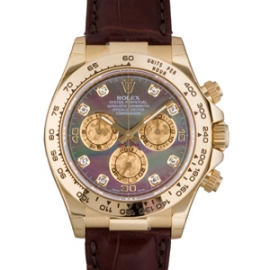 ロレックスコピー ROLEX デイトナ ブラウン革 ブラックシェル 116518NG