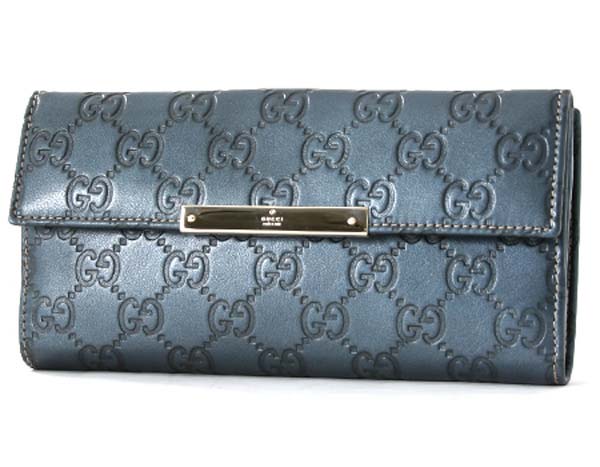 (GUCCI)グッチコピー財布 メタルバー グッチシマ 長財布 メタリックブルー 112715AHB1G4104