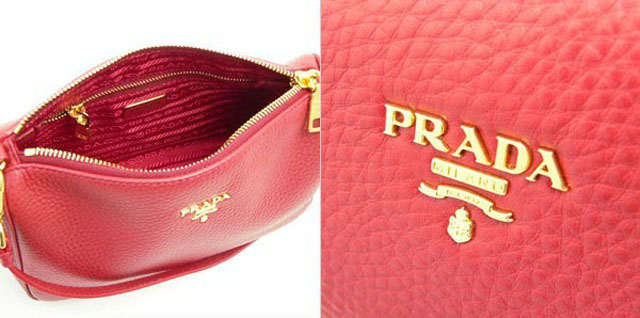 2013年春夏新作(PRADA)プラダ ブランドバッグ コピー激安ショルダーバッグ ロゴ レザー レッド 1N1620