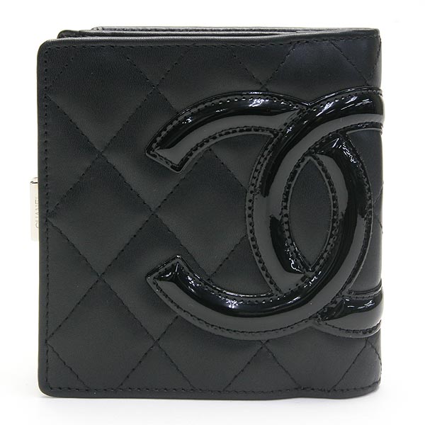 (CHANEL)シャネル コピー財布 二つ折り財布 カンボンライン ブラック A26720