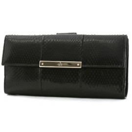 GUCCI)グッチコピー財布 メタルバー 長財布 パイソンレザー ブラック 112715EDH1G1000