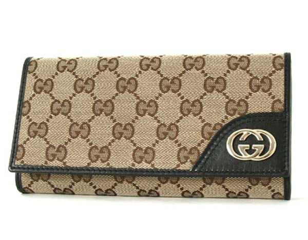 (GUCCI)グッチコピー財布 GG柄 長財布 ベージュ＆ブラック 181595FAFXG9769