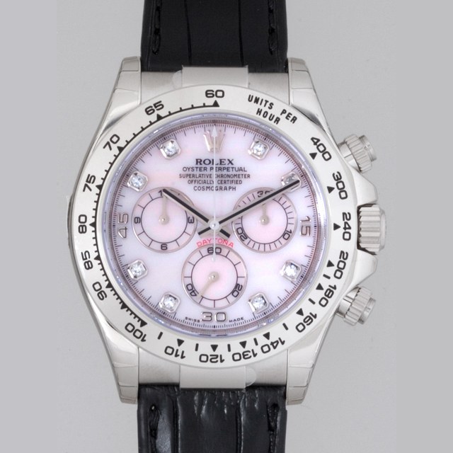 ロレックスコピー ROLEX デイトナ ブラック革 ピンクシェル 116519NG