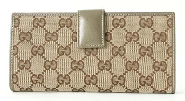 (GUCCI)グッチコピー財布 GG柄 長財布 ベージュ＆メタリックグレー 112715F4C2G9786