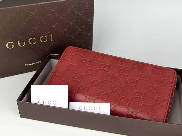 GUCCI グッチ コピー 財布 ラウンドファスナー長財布 グッチ コピーシマ ダークレッド 245914-AA61G-6314