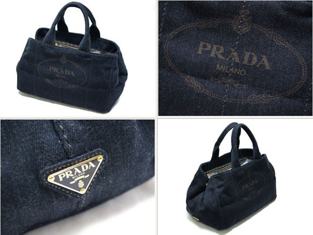 (PRADA)プラダ コピー激安 トートバッグ デニム ダークグレー B1872B-4