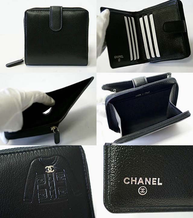 (CHANEL)シャネル コピー激安財布 スーツデザイン ラウンドファスナー二つ折財布 黒 A50137