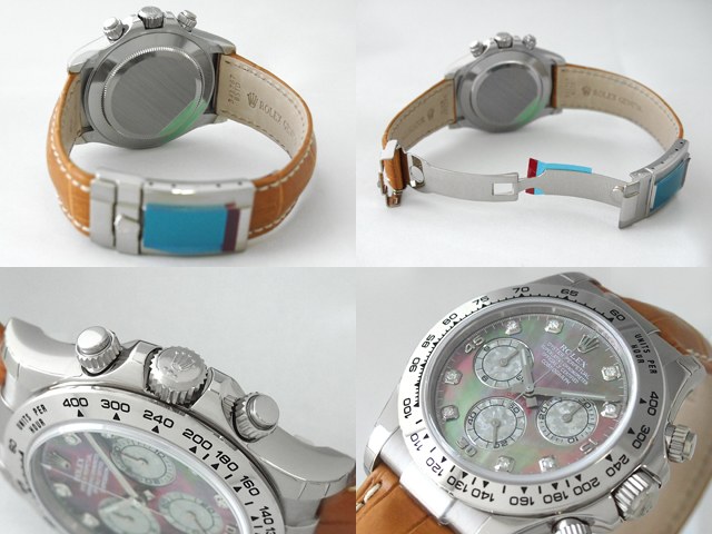 ロレックスコピー ROLEX デイトナ ライトブラウン革 ブラックシェル 116519NG