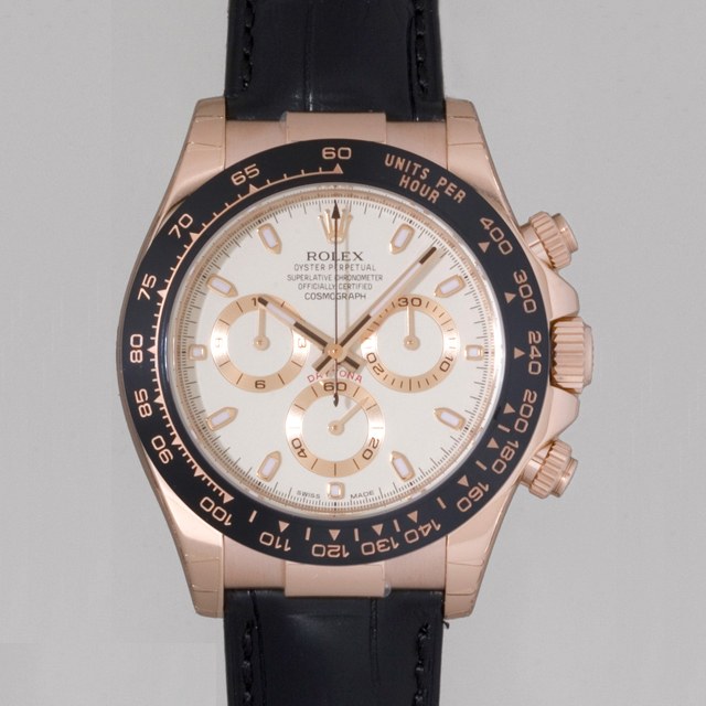 ロレックスコピー ROLEX デイトナ  ブラック革 アイボリー 116515LN