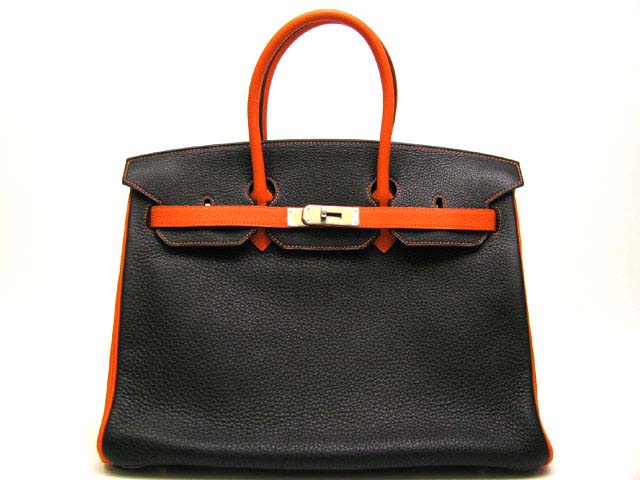 (HERMES)エルメス コピー激安 バーキン35 トリヨンクレマンス ブラック×オレンジHERMES-174