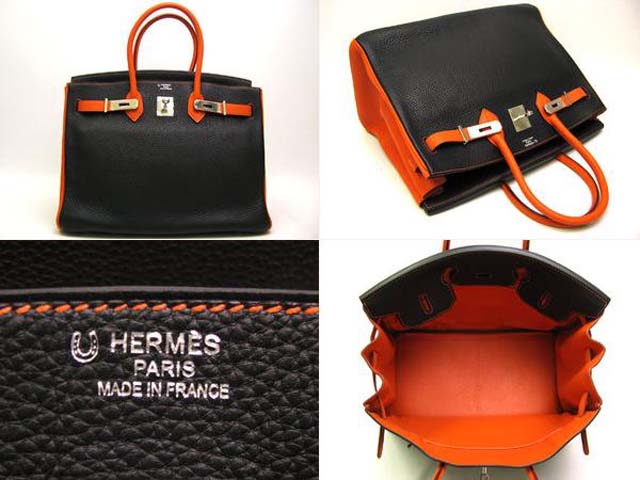 (HERMES)エルメス コピー激安 バーキン35 トリヨンクレマンス ブラック×オレンジHERMES-174