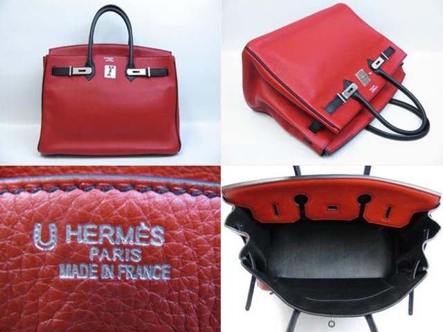 (HERMES)エルメス コピー バーキン35 パーソナルオーダートリヨンクレマンス ルージュ×ブラックHERMES-156