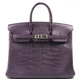 25cm偽物 (HERMES) エルメス 人気 バーキン25 アリゲーター（マット） アメジスト HERMES-133